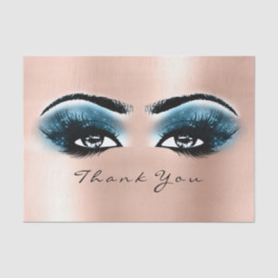Blue Spark Blue White Metallic Thank You Eyes Tissue Paper