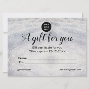 blue sparkle add logo text name a gift certificate