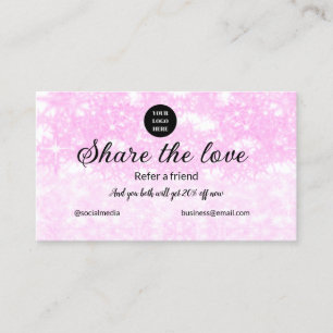 blue sparkle add logo text name social media referral card