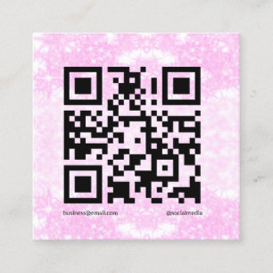 blue sparkle add logo text Q R code here Square Business Card