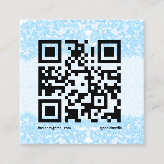 blue sparkle add logo text  Q R code here Square Business Card (Front)