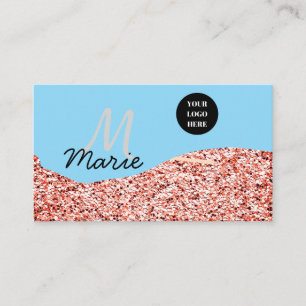 blue sparkle add logo text thank you discount business card
