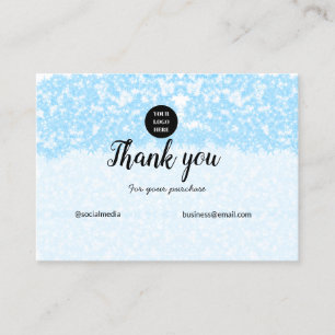 blue sparkle add logo text thank you discount calling card