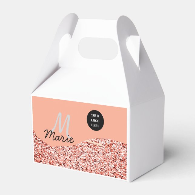 blue sparkle add logo text thank you discount  favour box (Front Side)