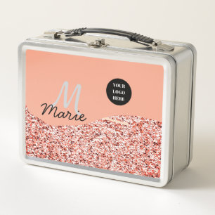 blue sparkle add logo text thank you discount metal lunch box