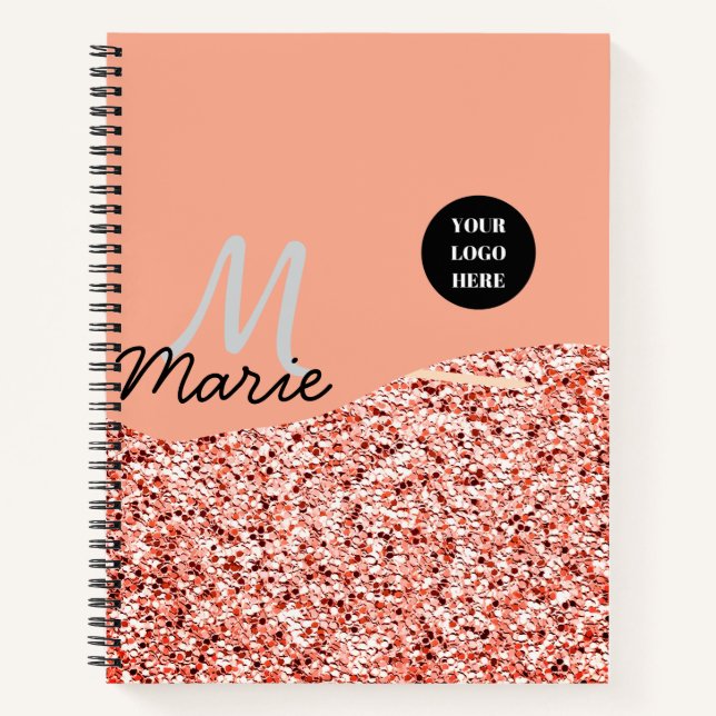 blue sparkle add logo text thank you discount  notebook (Front)