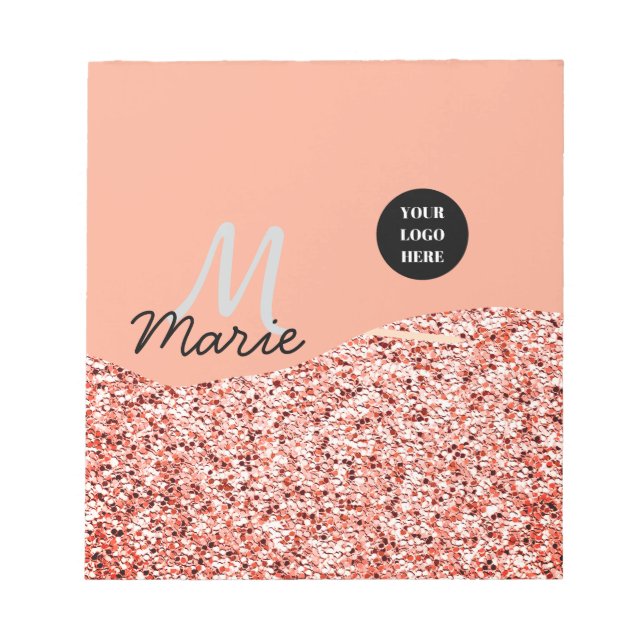 blue sparkle add logo text thank you discount  notepad (Front)