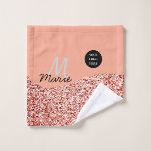 blue sparkle add logo text thank you discount wash cloth