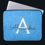 Blue Sparkle and Glitter Monogram Laptop Sleeve<br><div class="desc">Baby Blue Sparkle and Glitter Monogram Laptop Case. This case can be customised to include your initial and first name. If you would like matching items then please contact the designer.</div>