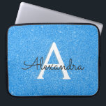 Blue Sparkle and Glitter Monogram Laptop Sleeve<br><div class="desc">Baby Blue Sparkle and Glitter Monogram Laptop Case. This case can be customised to include your initial and first name. If you would like matching items then please contact the designer.</div>
