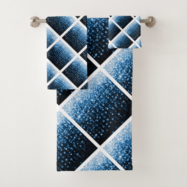  BLUE SPARKLE BATHROOM TOWEL SET (Insitu)
