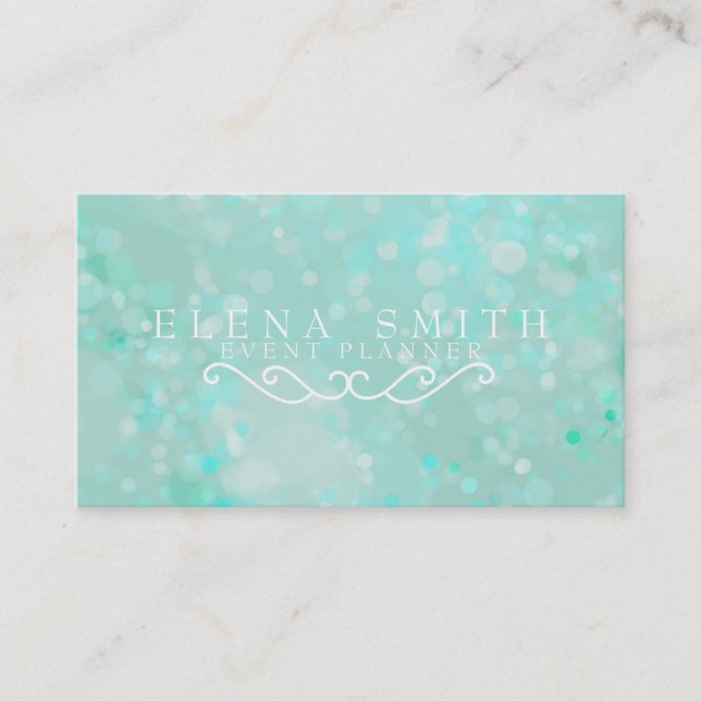 Blue Sparkle Bokeh Business Card (Front)