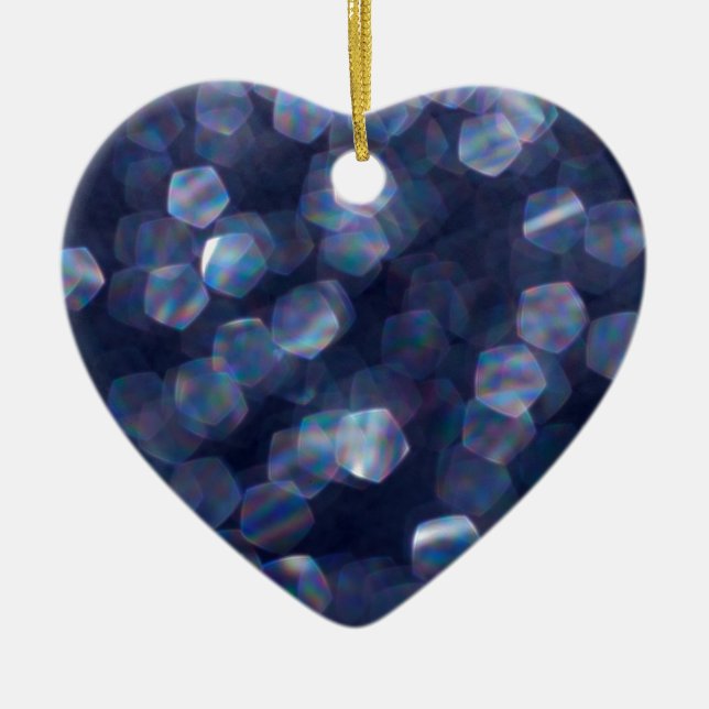 Blue Sparkle Bokeh Lights Ceramic Tree Decoration (Front)