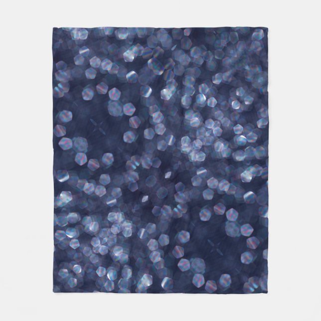 Blue Sparkle Bokeh Lights Fleece Blanket (Front)