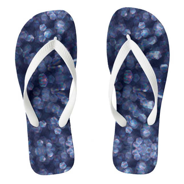 Blue Sparkle Bokeh Lights Jandals (Footbed)