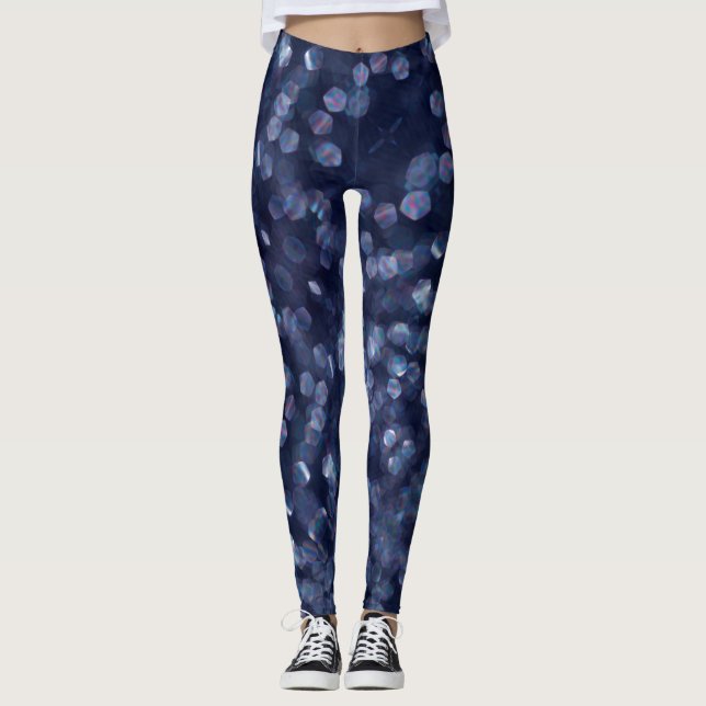 Blue Sparkle Bokeh Lights Leggings (Front)