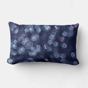 Blue Sparkle Bokeh Lights Lumbar Cushion