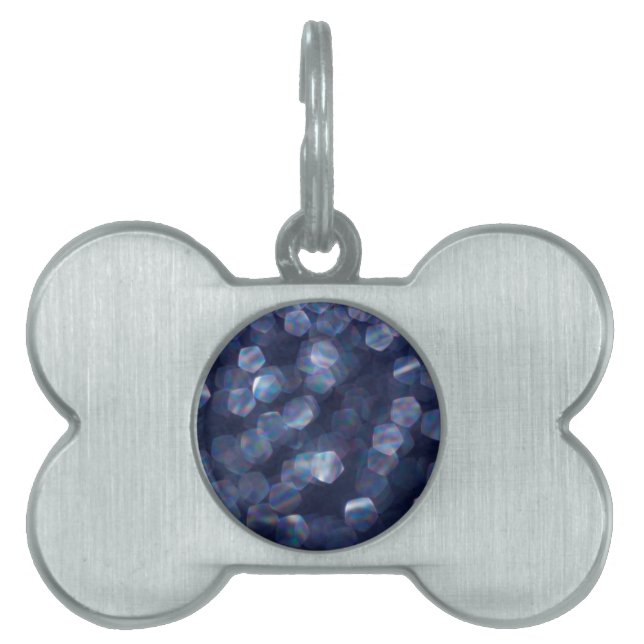 Blue Sparkle Bokeh Lights Pet Tag (Front)