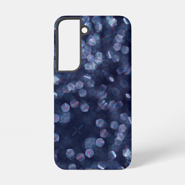 Blue Sparkle Bokeh Lights Samsung Galaxy S22 Case (Back)