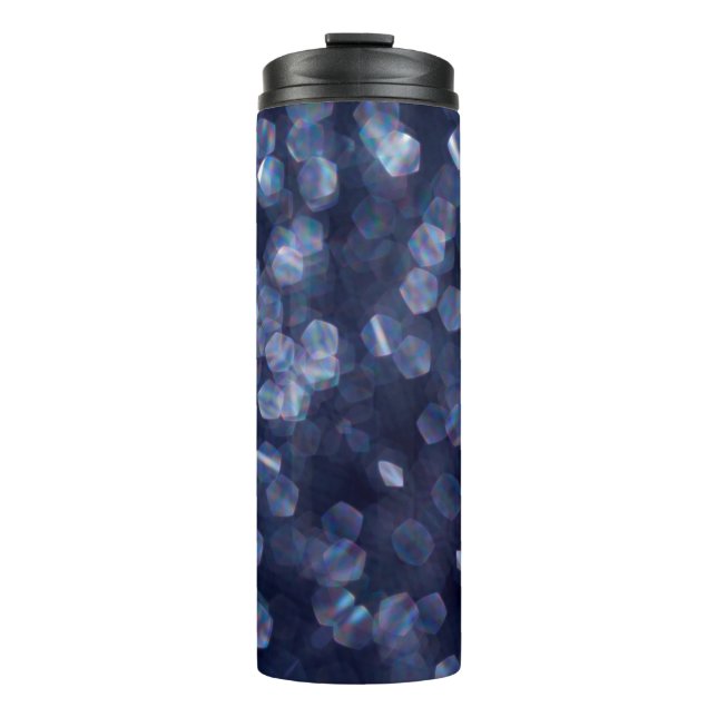 Blue Sparkle Bokeh Lights Thermal Tumbler (Front)