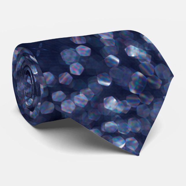 Blue Sparkle Bokeh Lights Tie (Rolled)