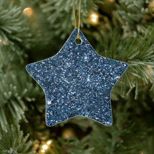 Blue Sparkle Glitter Ceramic Tree Decoration
