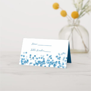 Blue Sparkle Glitter Place Card