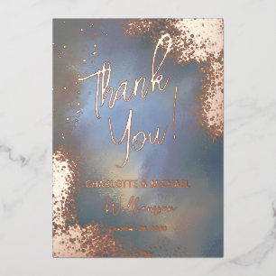 Blue Sparkle Photo Overlay Wedding Thank You