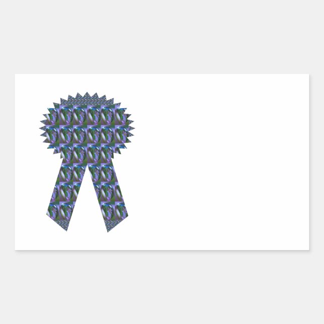 BLUE SPARKLE RIBBON success winner topper lowprice Rectangular Sticker (Front)