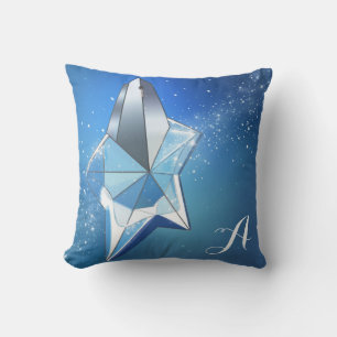 Blue Sparkle Star Perfume Bottle Glam Cushion