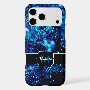 Blue sparkles Abstract Frozen bubbles Monogram