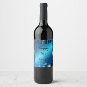 Blue Sparkles and Satin Custom Wine Labels