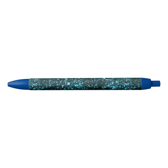 Blue Sparkles Black Ink Pen (Front)