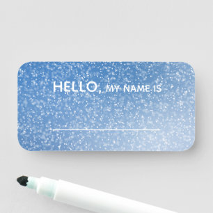 Blue Sparkles Hello My Name is Tag