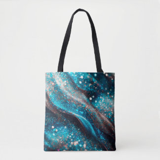 Blue Sparkling Abstract Backgrounds Shopping Bag