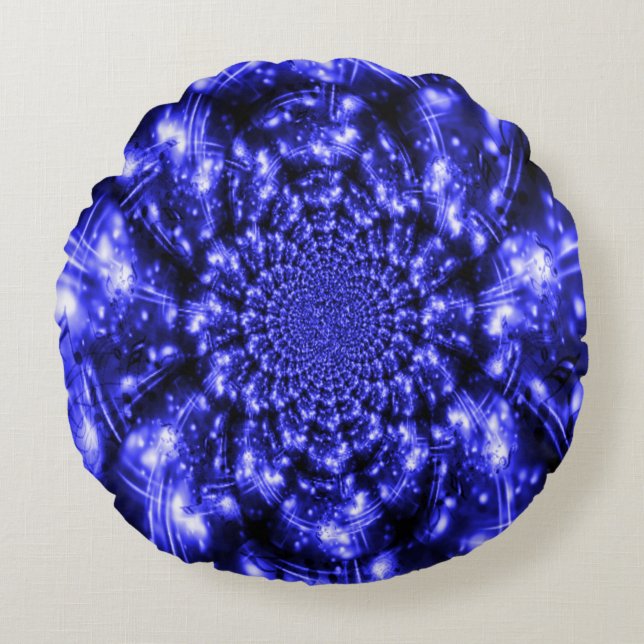 Blue Sparkling Lights Round Cushion (Front)