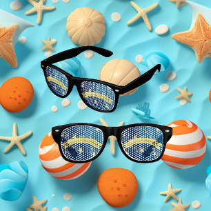 Blue Sparkling New Year Golden Dark Starry Night Retro Sunglasses