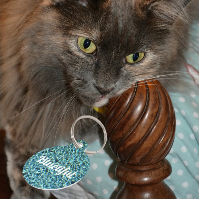 Blue Sparkling Water Customisable Glittery Pet Tag (Creator Uploaded)