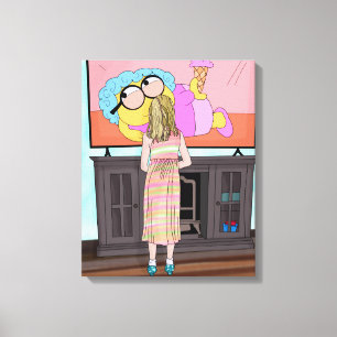 Blue Sparkly Shoes   Little Girl Watching Tv Canvas Print