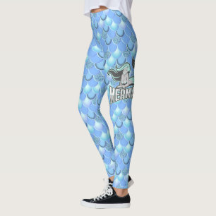 Blue spectrum of mermaid colours leggings