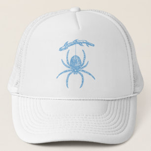 Blue Spider Hanging From Branch Trucker Hat