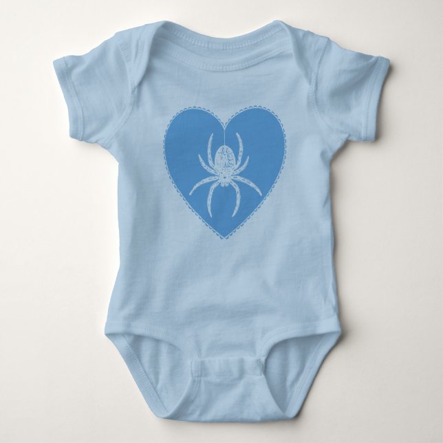 Blue Spider Heart Baby Bodysuit (Front)