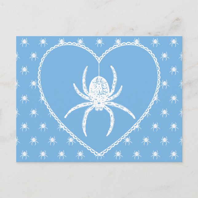 Blue Spider Heart Postcard (Front)