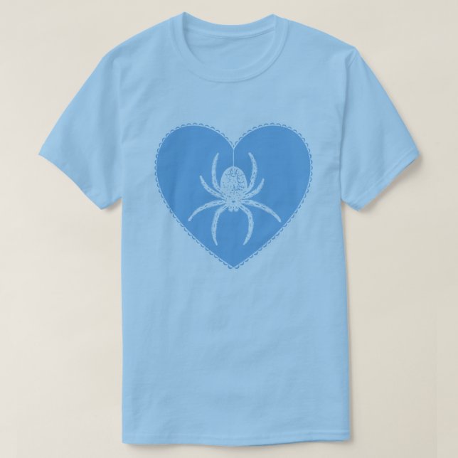 Blue Spider Heart T-Shirt (Design Front)