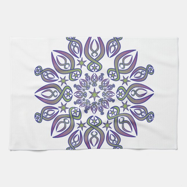 Blue Spikes Tea Towel (Horizontal)