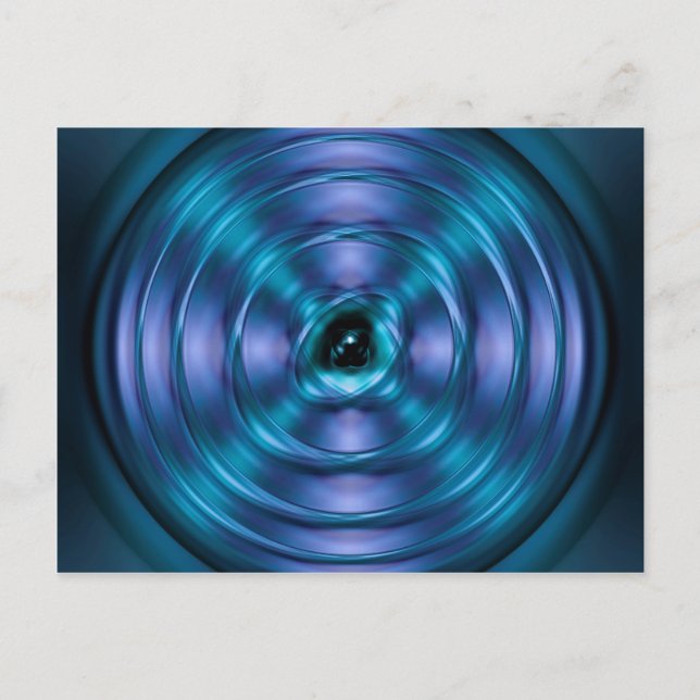 Blue spinning atom postcard (Front)