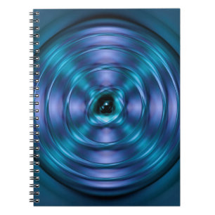 Blue spinning atom spiral notebook