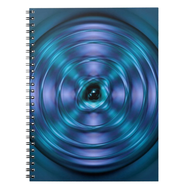 Blue spinning atom spiral notebook (Front)