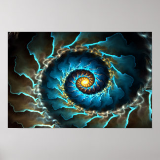 blue spiral abstract design fractal poster