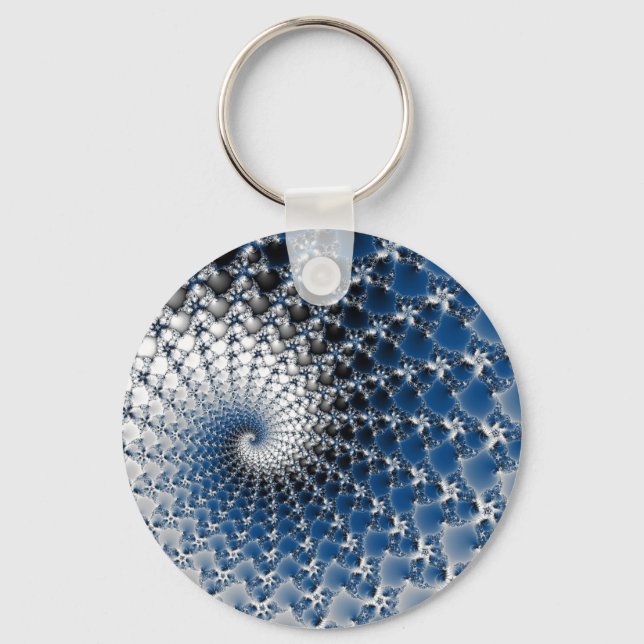 Blue Spiral Button Keychain (Front)